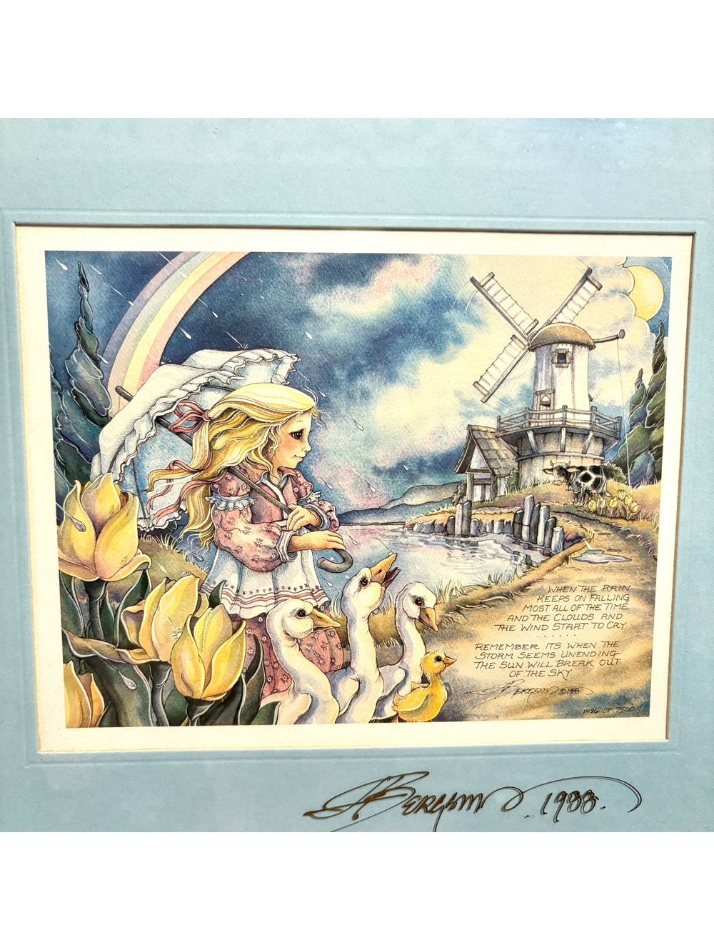 Jody Bergsma Sunshine After the Storm 1988 Signed Framed Fantasy Art Print